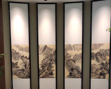 <strong>酒店夾絹黑鈦不銹鋼屏風</strong>